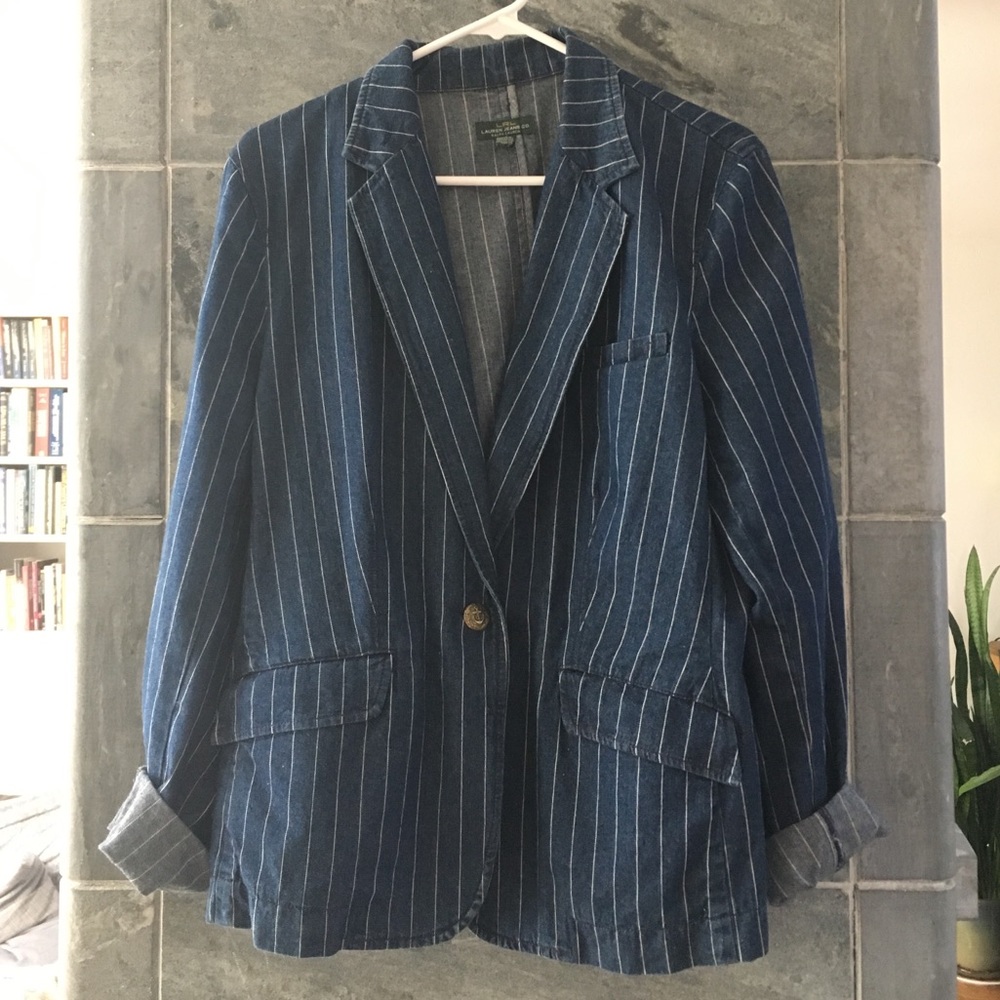 Lauren Ralph Lauren Pinstripe Denim Blazer